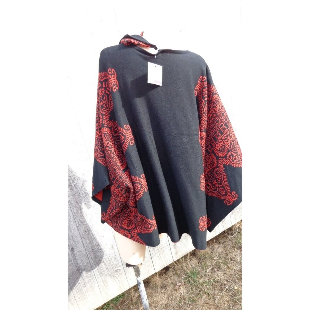 John Mark Rust Black Pullover Poncho W Extra Scarf Platinum 2X 3X NWT $129 - Picture 12 of 13